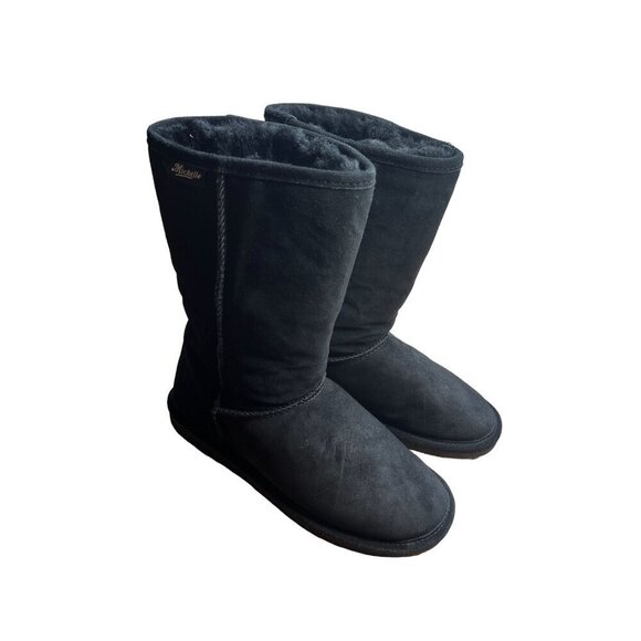 Michelle Shoes - Michelle Womens Black Suede Fur-Lined Mid-Calf Boots Size 9